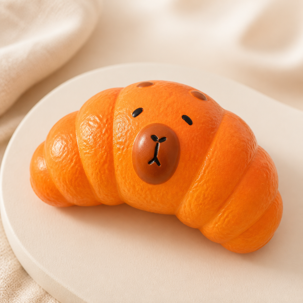 Capybara Croissant Slow-Rising PU Squishy Toy – 12.8 cm