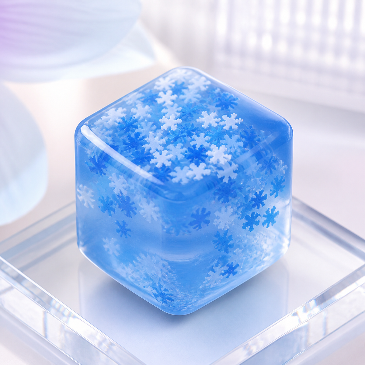 Snowflake Ice Cube Sensory Squishy Toy – 5 cm