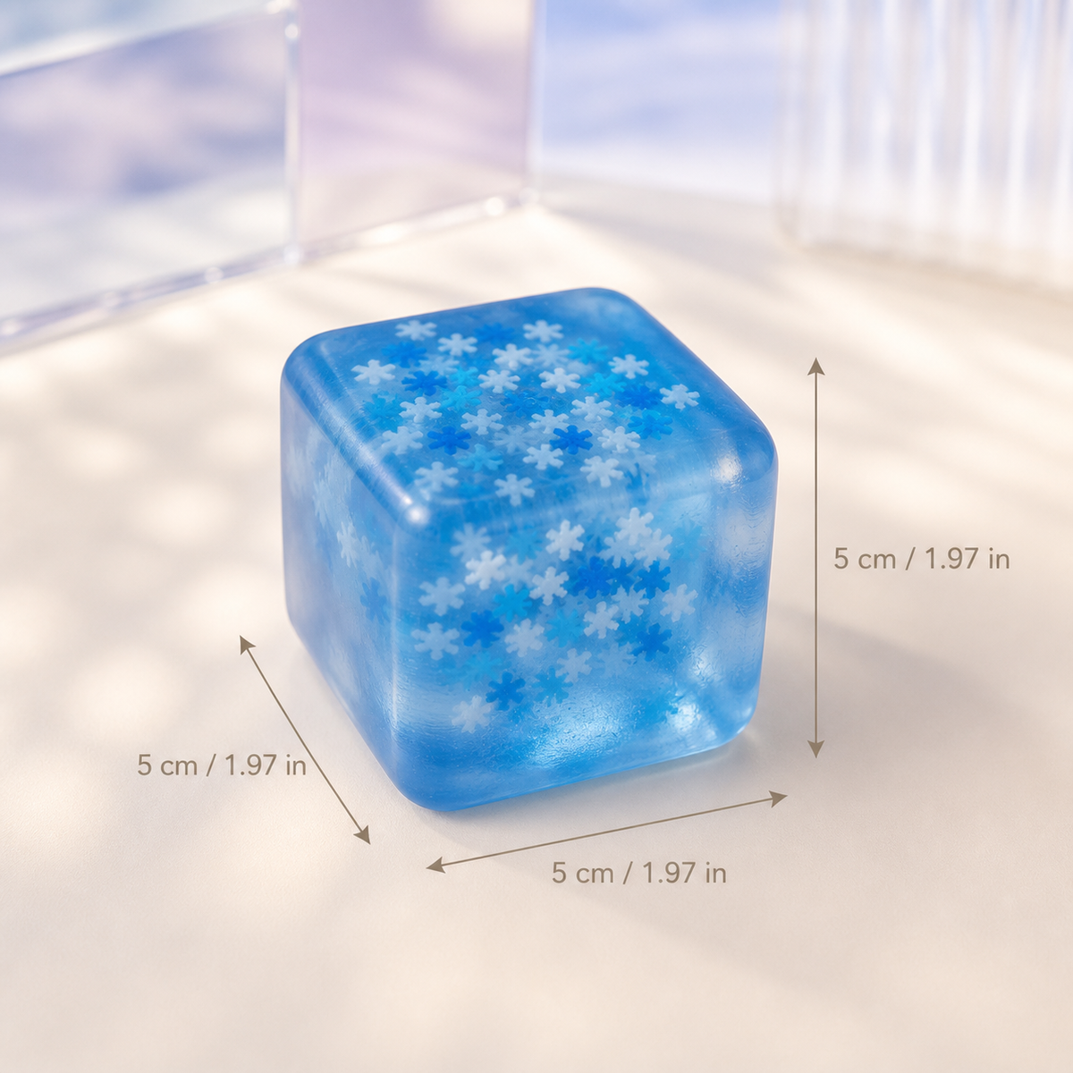 Snowflake Ice Cube Sensory Squishy Toy – 5 cm