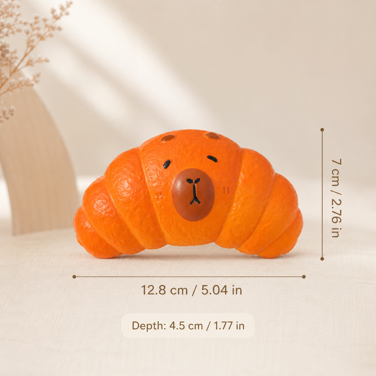 Capybara Croissant Slow-Rising PU Squishy Toy – 12.8 cm
