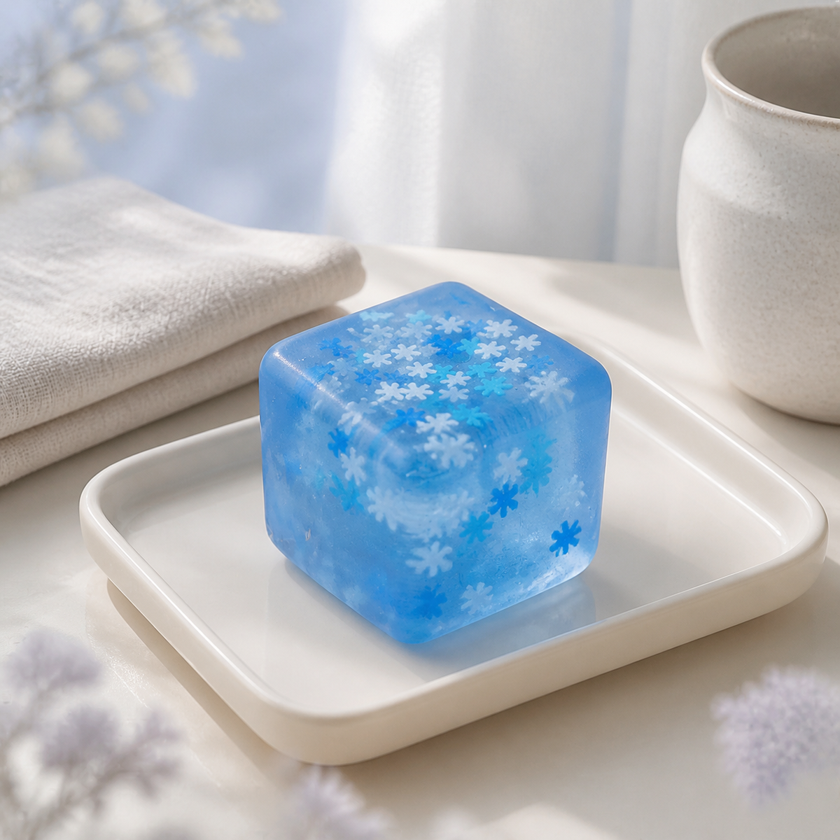 Snowflake Ice Cube Sensory Squishy Toy – 5 cm