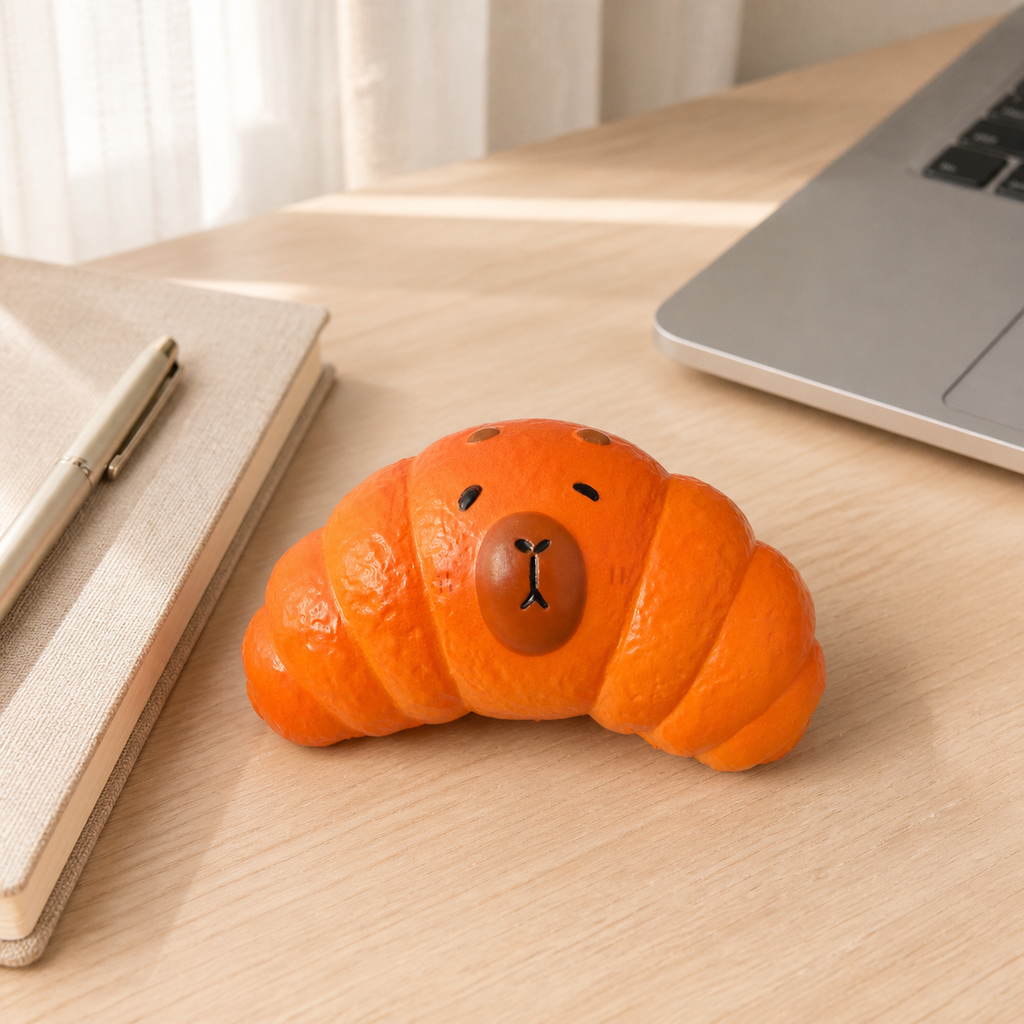 Capybara Croissant Slow-Rising PU Squishy Toy – 12.8 cm