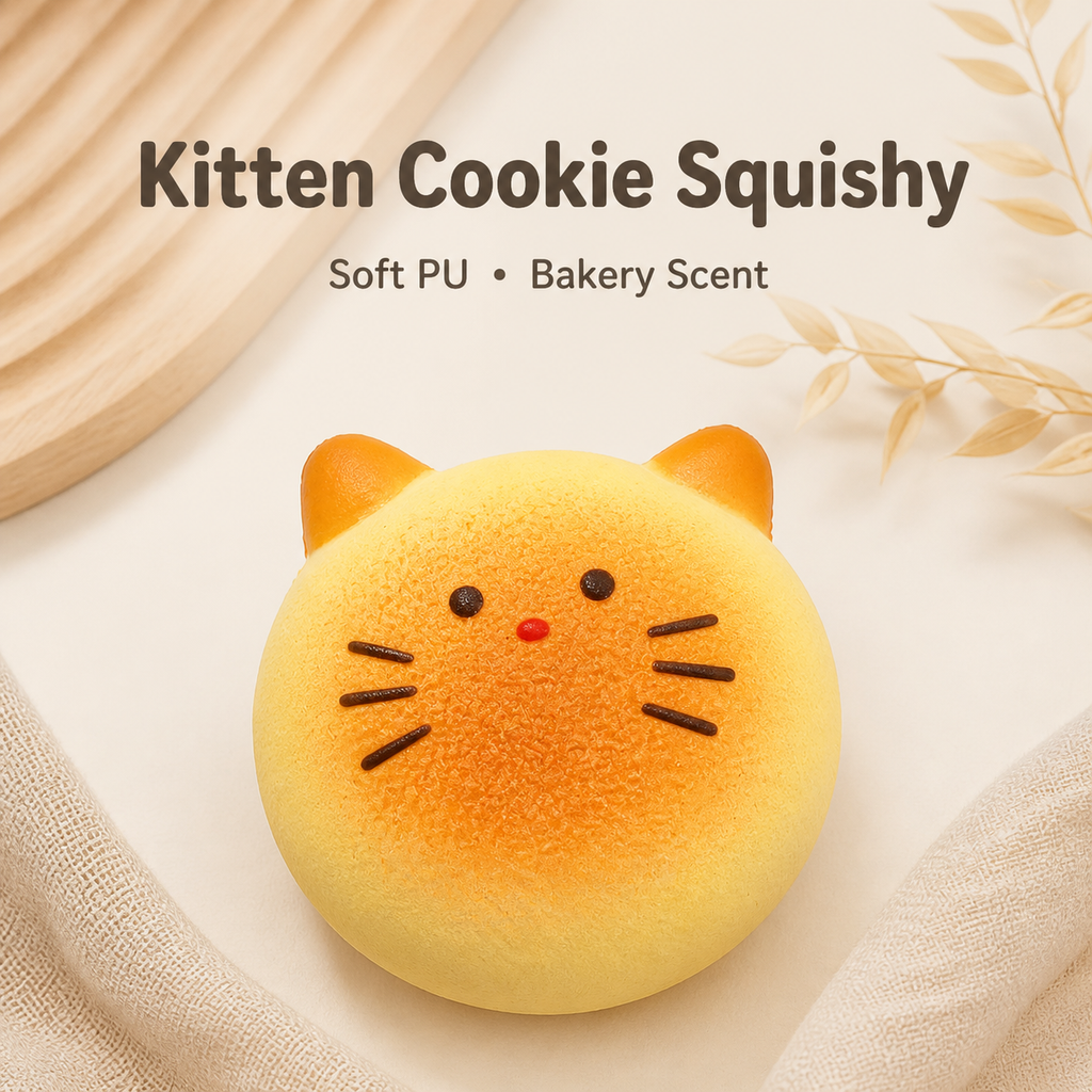 Kitten Cookie Slow-Rising PU Squishy Toy – 8.5 cm