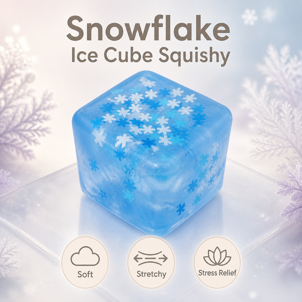 Snowflake Ice Cube Sensory Squishy Toy – 5 cm