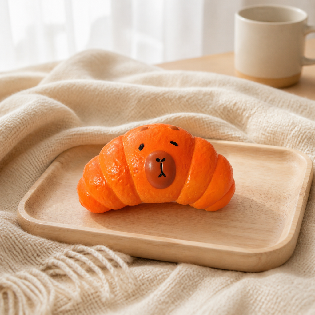 Capybara Croissant Slow-Rising PU Squishy Toy – 12.8 cm