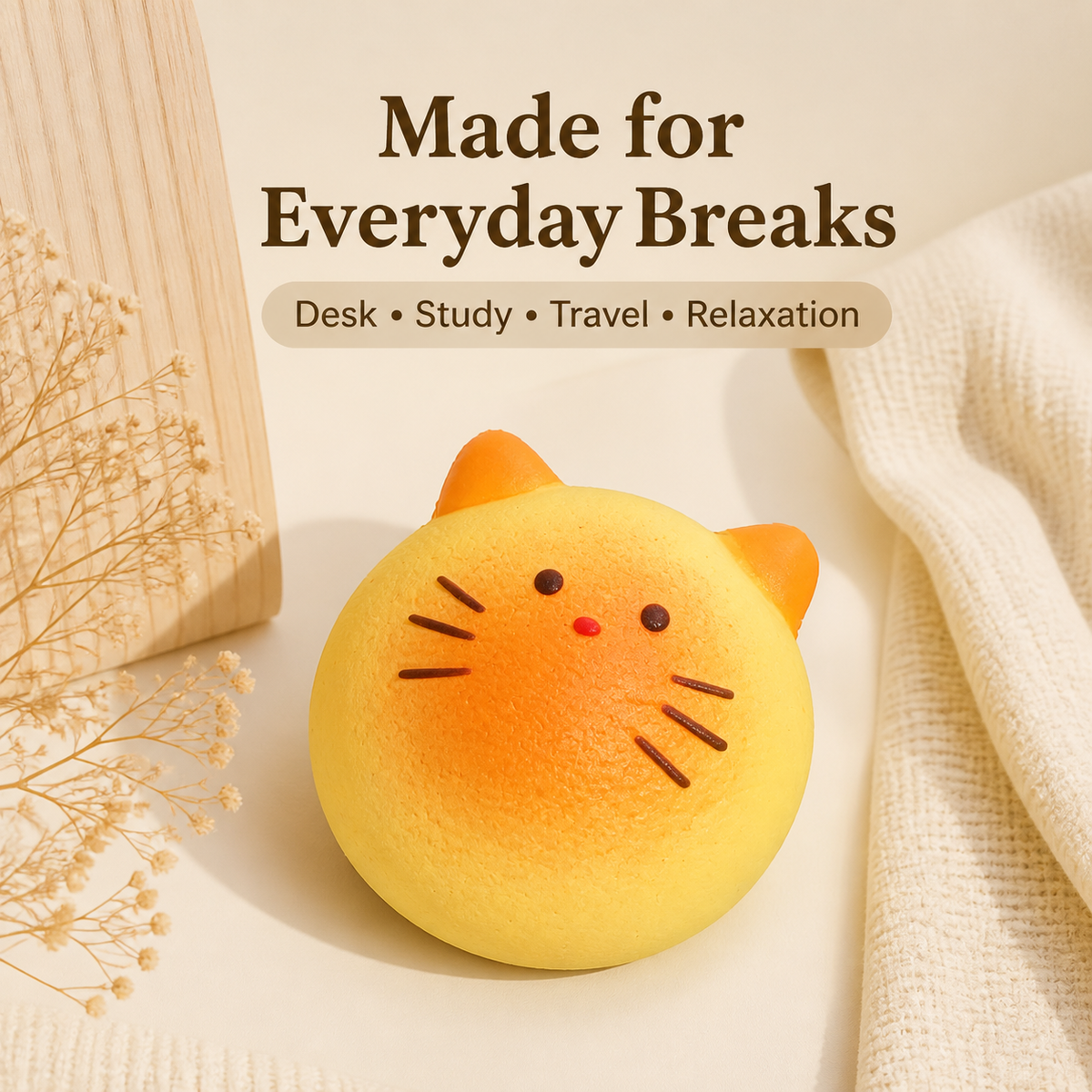 Kitten Cookie Slow-Rising PU Squishy Toy – 8.5 cm