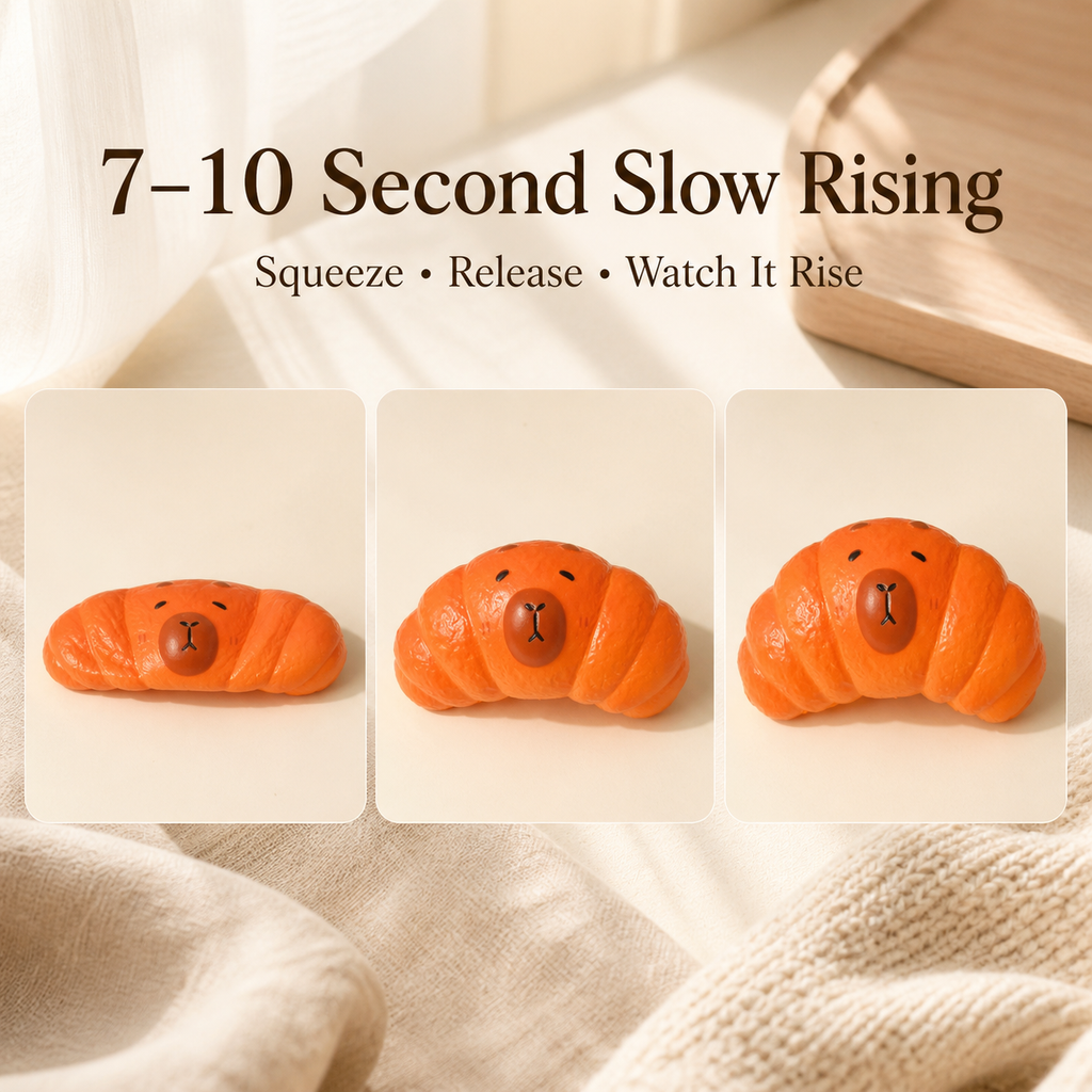 Capybara Croissant Slow-Rising PU Squishy Toy – 12.8 cm