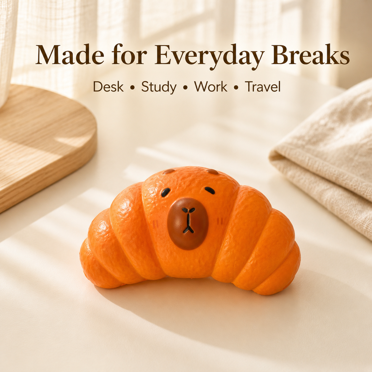 Capybara Croissant Slow-Rising PU Squishy Toy – 12.8 cm